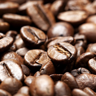 Close up of coffee beans, key ingredient of Booja-Booja Around Midnight Espresso chocolate truffles