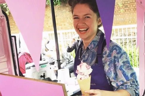 Serving Booja-Booja vegan and organic ice cream at an event